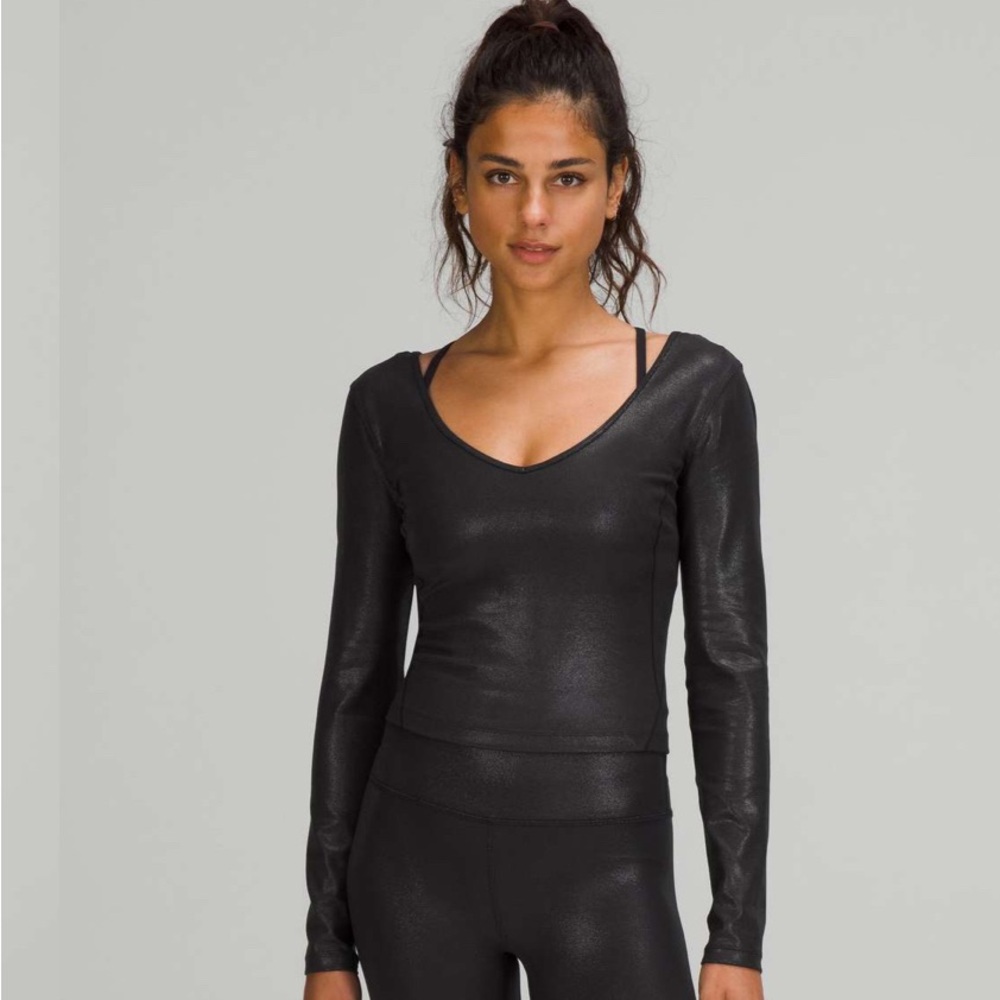 Lululemon Align Long Sleeve Shirt *Shine Radiate Foil Print Black size 2